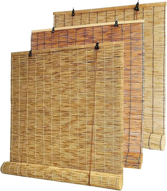 Bamboo Blinds Outdoor Patio, Natural Retro Reed Roll Up Shades by Unknown