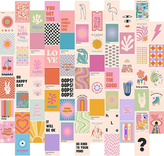 Preppy Room Decor, Cute Preppy Wall Decor, Trendy Pink Photo Collage Kit 4"x6" by KBKBART
