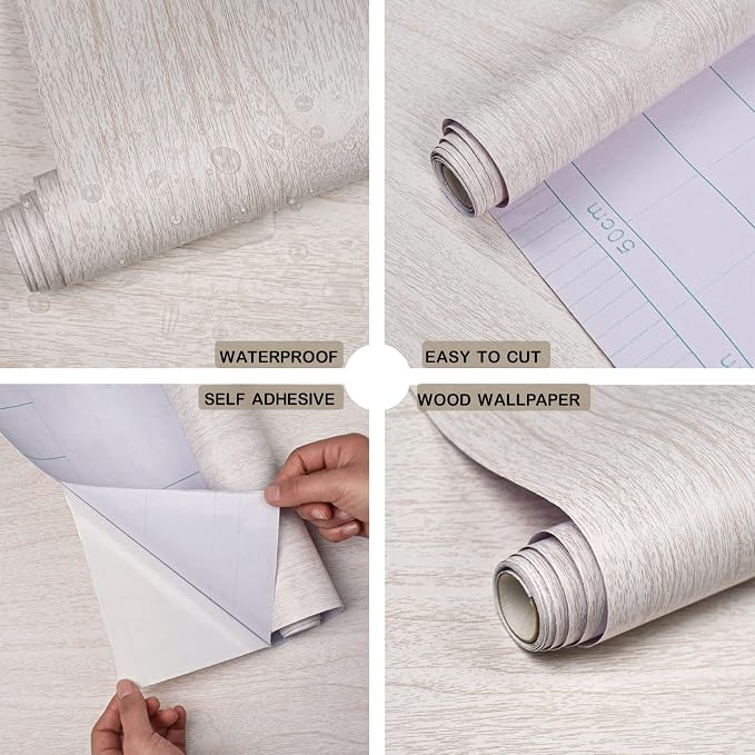 White Wood Contact Paper for Cabinets/Drawers Wood Grain Peel and Stick - Image 3