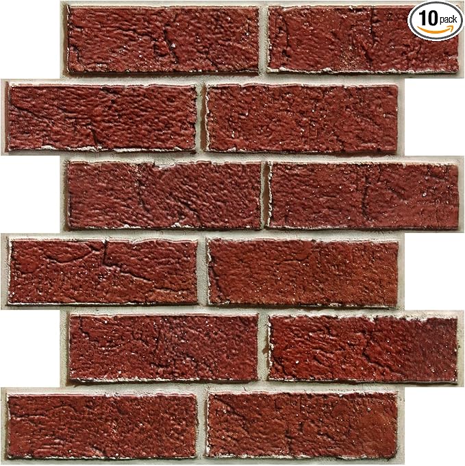 COMSTICKC 3D Faux Red Brick Wall Panels Peel and Stick Wall Sticker, Small Size by COMSTICKCDECOR