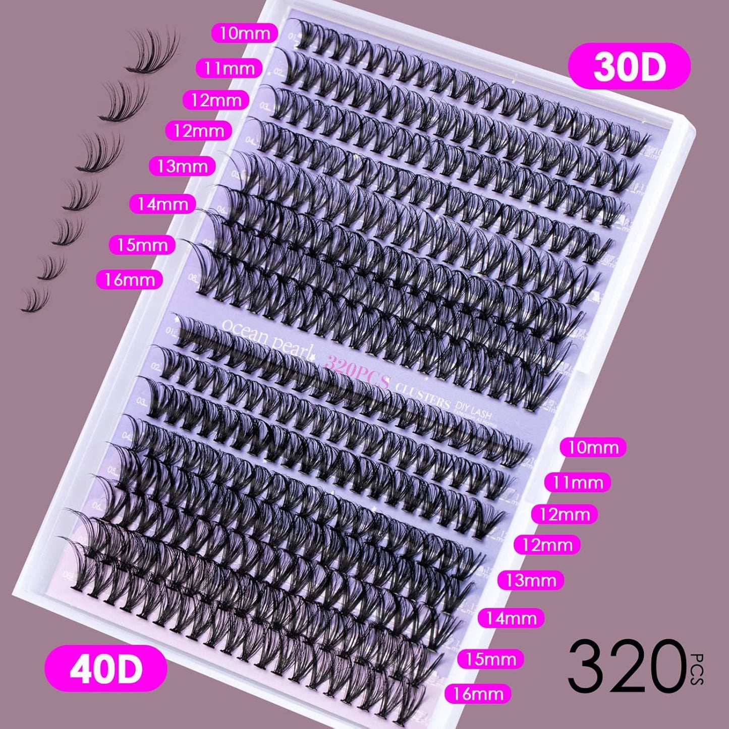 Lash Extension 320 Pcs Individual Lashes Cluster Natural DIY Eyelash Extension Lash Clusters 10-16mm Length Mix 30D+40D Soft Eyelash Extensions for Makeup at Home (30+40D-0.07-10-16MIX)