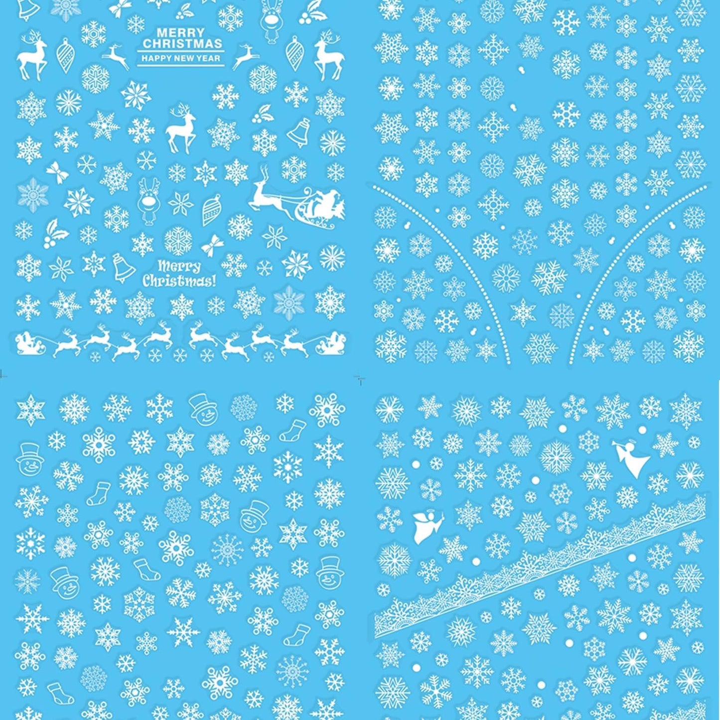 HNUIX Nail Stickers - 3D Snowflake, Self Adhesive Nail Decals, Multi Pattern, 8 Sheets, for Nail Art