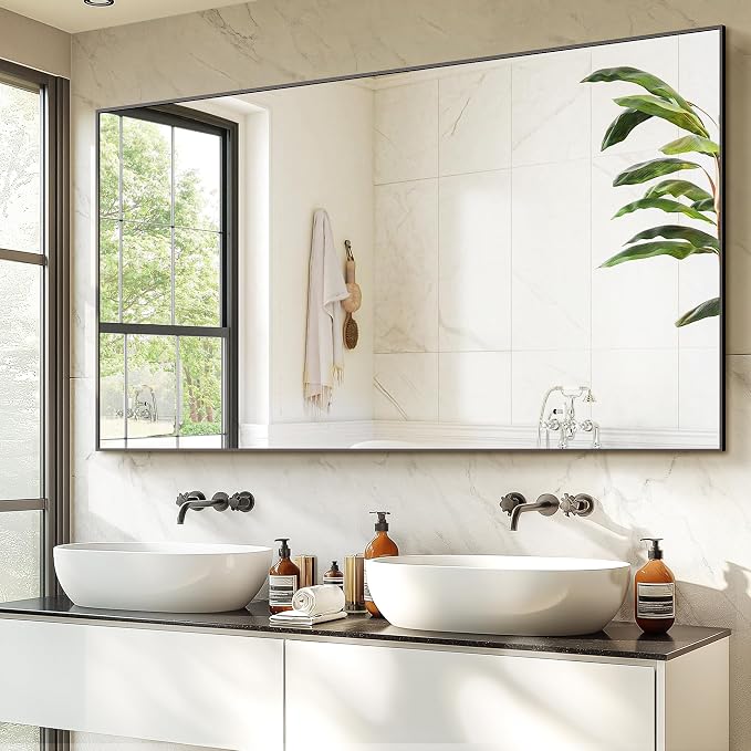 TRAHOME Bathroom Vanity Mirror for Wall, HD Shatterproof Glass, Hangs - Image 2