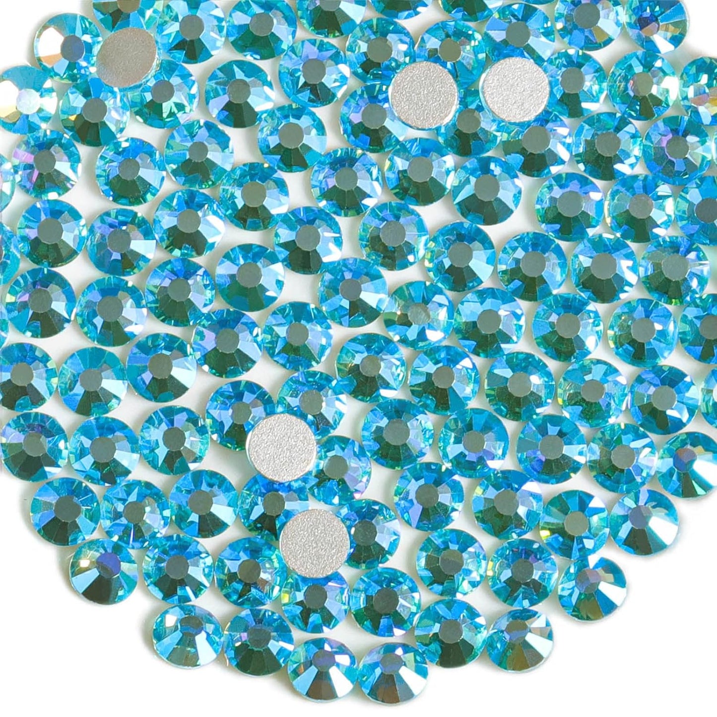 Beadsland 1440 Pieces Flat Back Crystal Rhinestones Round Gems,Aquamarine AB,SS12,3.0-3.2mm