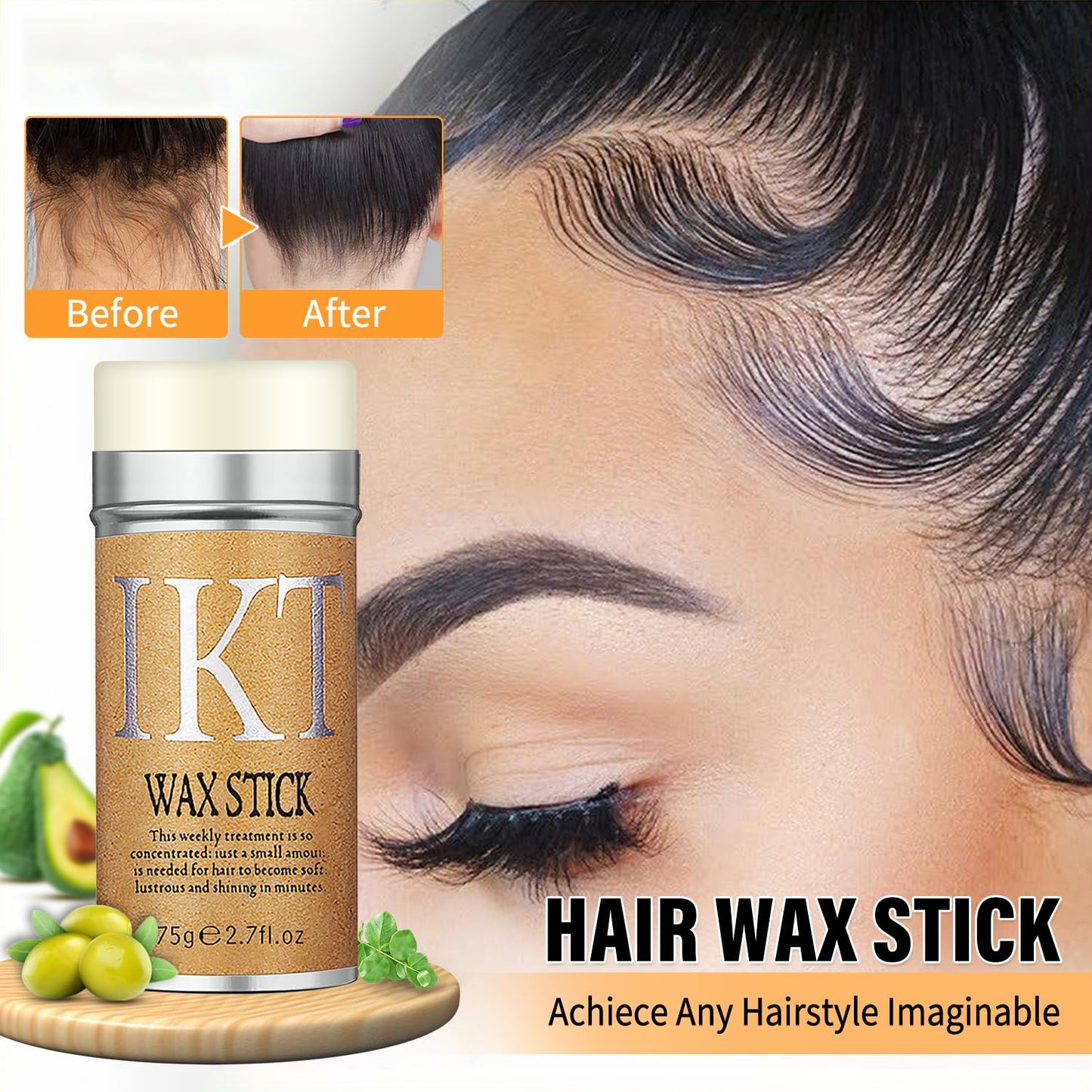 7Pcs Hair Wax Set for Non-Greasy Styling - Includes Wax Sticks, Finishing Sticks, Styling Combs, and Elastic Bands