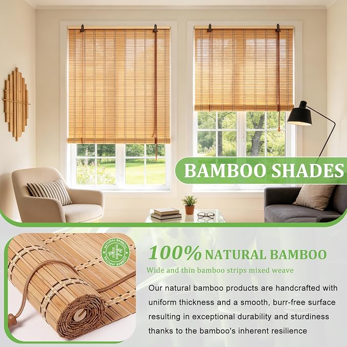 Bamboo Blinds 36x72 inch Bamboo Roman Shades - Image 3