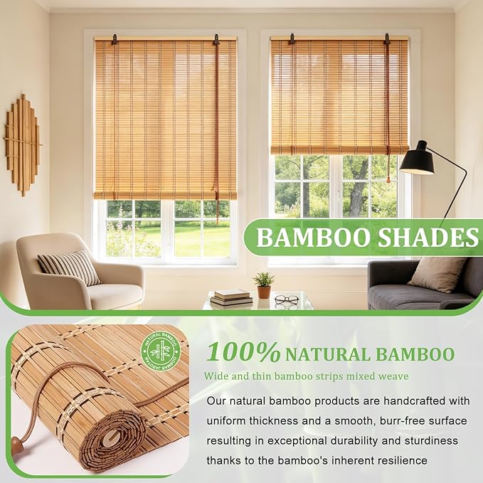 Bamboo Blinds 48x48 inch Bamboo Roman Shades - Image 3