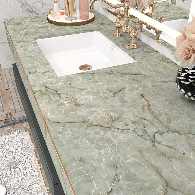 Cyan Marble Contact Paper for Countertops Waterproof Marble Wallpaper Peel and - Image 7