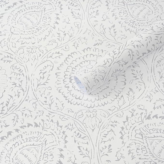 Heroad Peel and Stick Wallpaper Modern Floral Wall Paper Boho Grey Contact by HeroadBrand