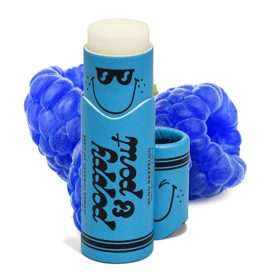 Poppy & Pout Kids Jumbo Lip Balm | All Natural Lip Balms & Moisturizers | Hydrates with Beeswax, Vitamin E, Organic Coconut Oil | Cruelty-Free | Lip Balm in Recyclable Cardboard Tube (Bloo Razzeloo)
