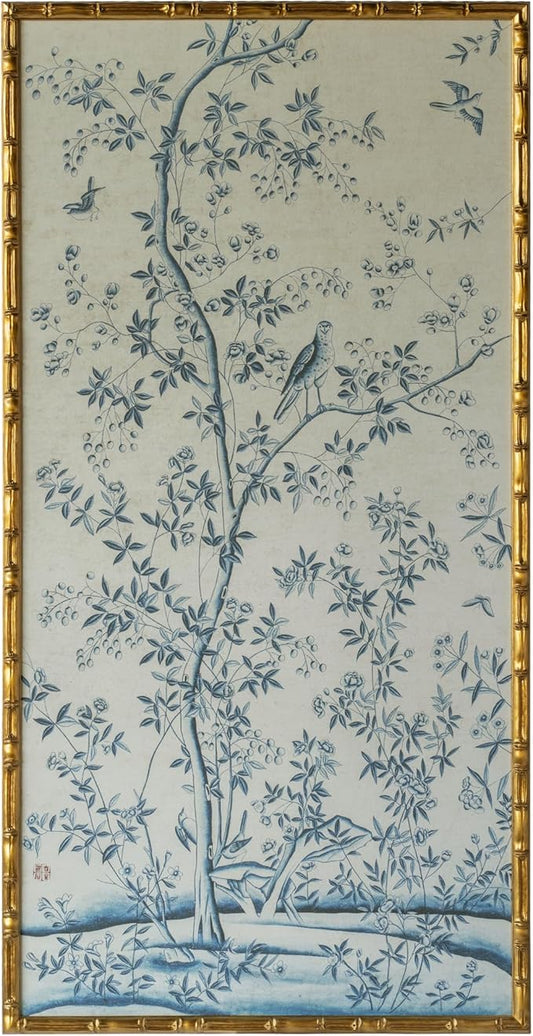 HongFengtang Chinese Rice Paper Print China Flower And Bird Bamboo Frame 54.3 X by Hongfengtang
