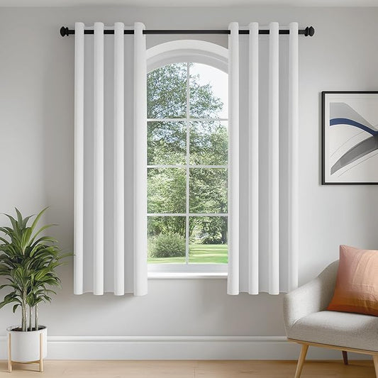 FMFUNCTEX 100% White Blackout Curtains by Fmfunctex