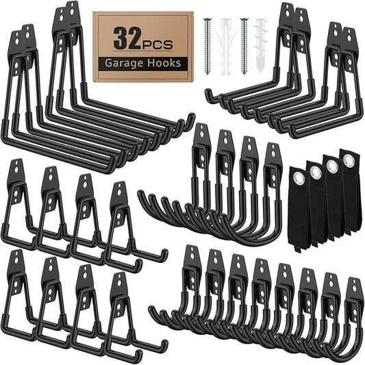 32 Pack Garage Hooks with Anti-Slip Coating Heavy Duty Wall Mount Hooks by Unknown