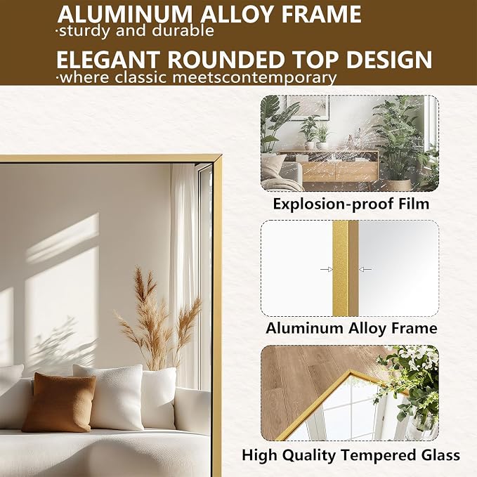 Koonmi 78"x35" Floor Mirror Full Length, Bedroom Floor Body Mirror - Image 4