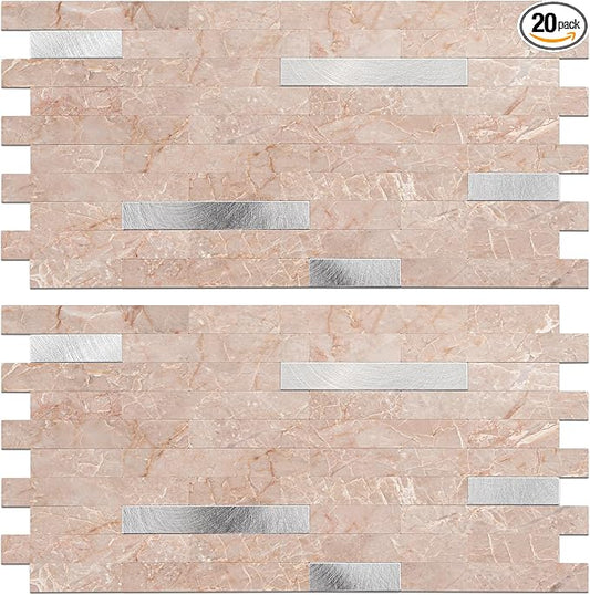 Peel and Stick Backsplash Tile Waterproof Removable PVC Wall Sticker 3D Faux by KOYNSLE