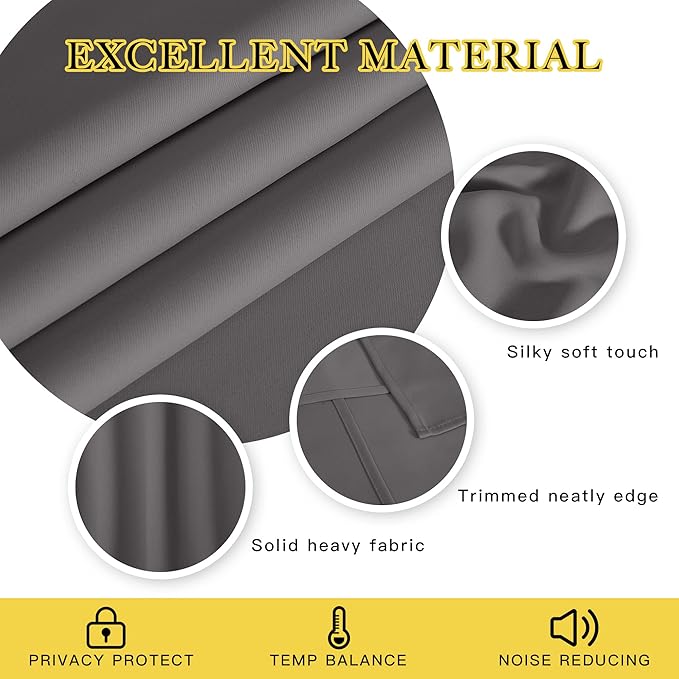 NICETOWN Blackout Bedroom Curtain 63 inch Long - Image 4