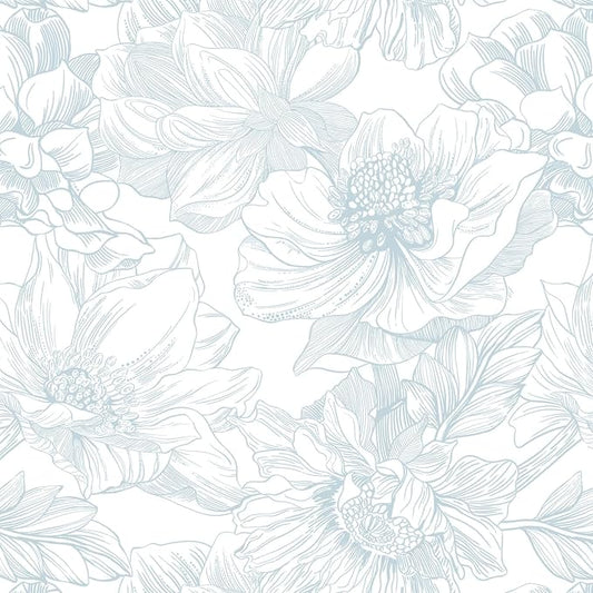 Ismoon Large Floral Peel and Stick Wallpaper Boho White and Blue Contact Paper by Ismoon