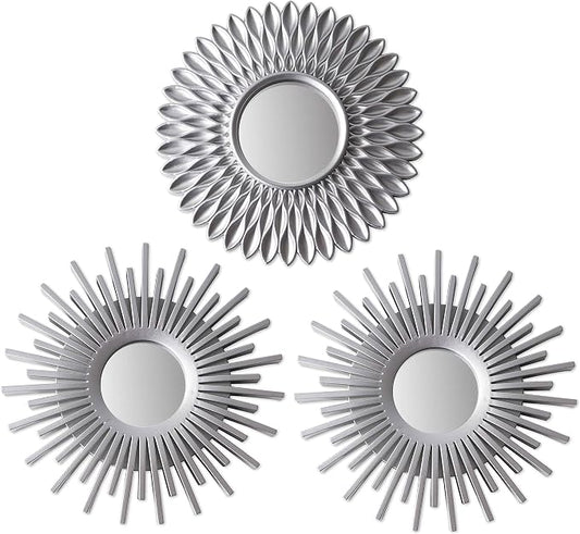 BONNYCO Wall Mirrors Pack of 3 Round Silver Mirrors by BONNYCO