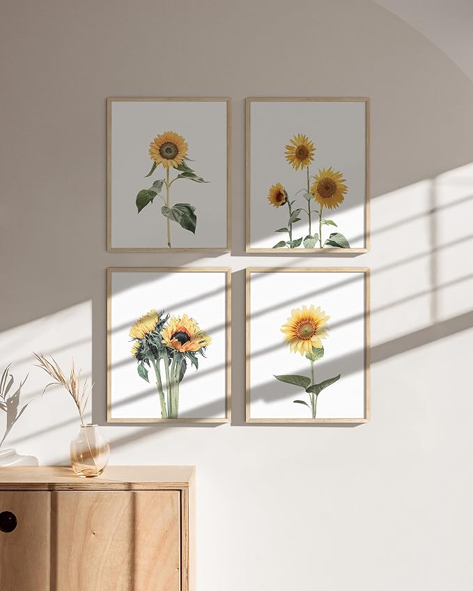 HAUS AND HUES Sunflower Wall Art Set of 4 - Image 5