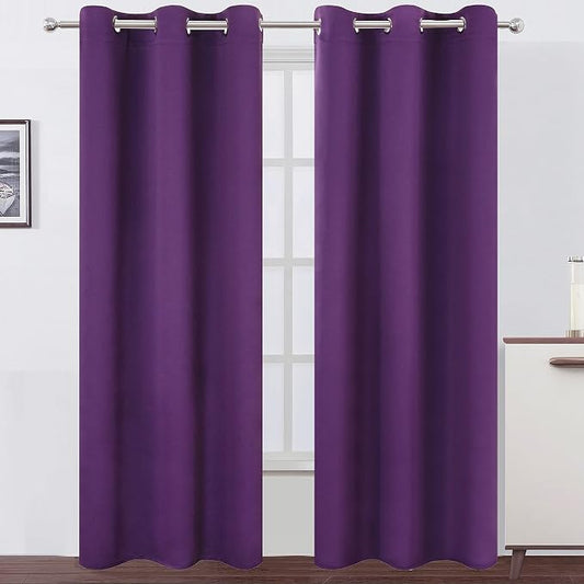 LEMOMO Purple Thermal Blackout Curtains/42 x 95 Inch/Set of 2 Panels Room by Lemomo