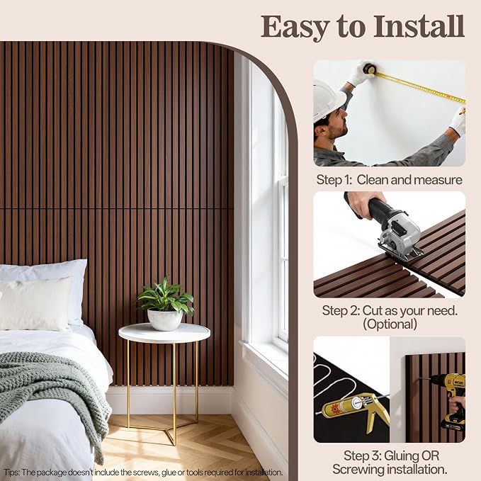 4 Pack Wood Panels for Wall, 47.24" x 12.79" Acoustic Wood Slat Wall Panel for - Image 7
