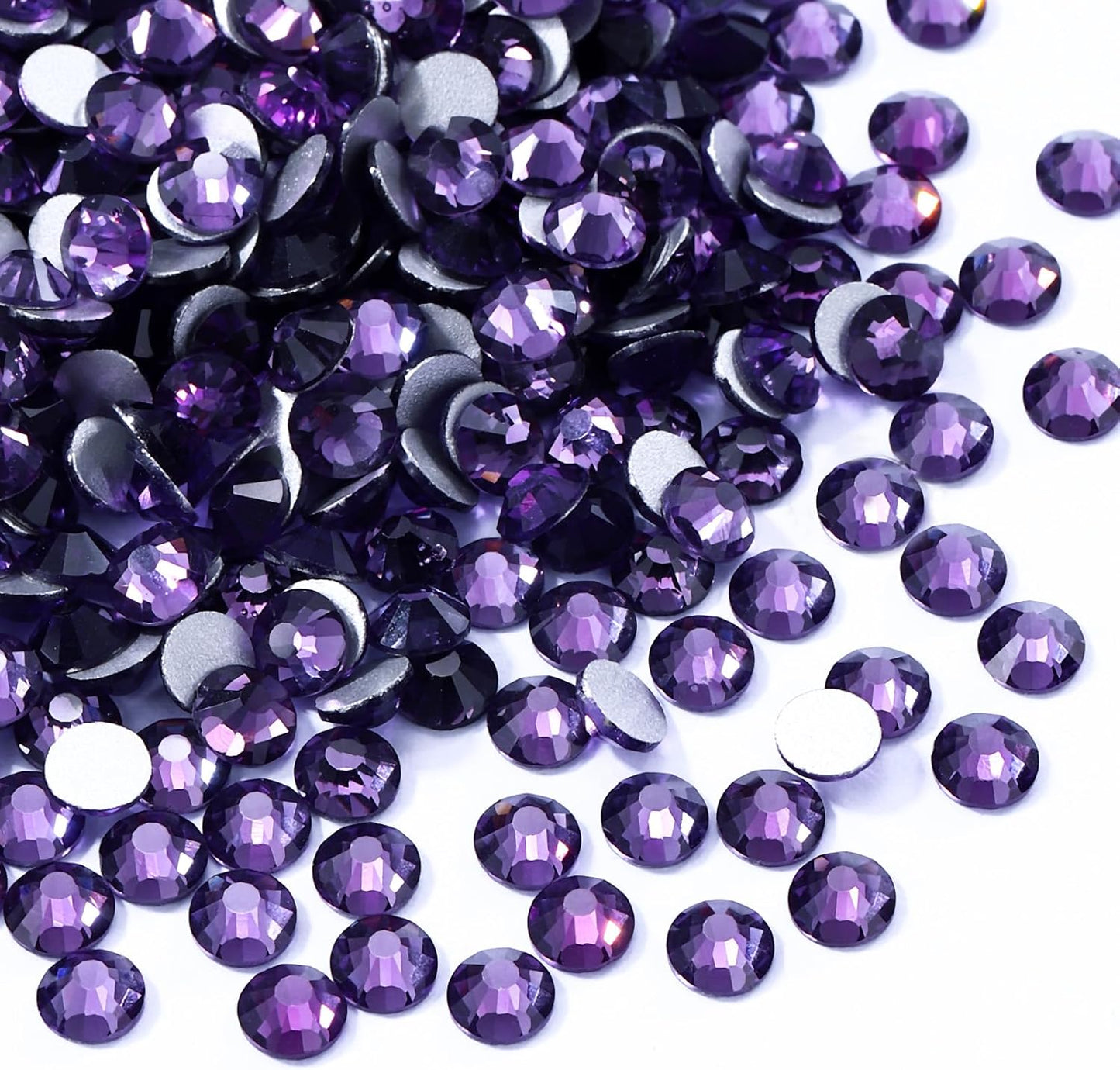 Tanzanite Flatback Rhinestones, Glass Rhinestones for Nail Art and Craft, Glue Fix, Loose Crystal Gemstones(Tanzanite, SS12, 1440pcs, 2.9-3.0mm)