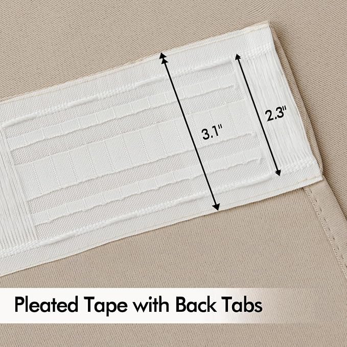 MIULEE Taupe Back Tab Blackout Curtains 84 Inch Length 2 Panels Set - Image 4