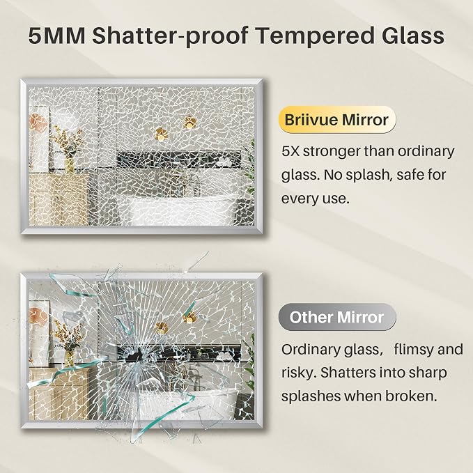 24x32 Inch Brushed Silver Bathroom Mirror - Image 8