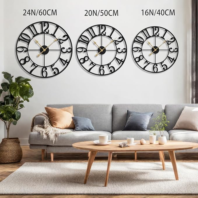LEIKE Large Wall Clocks, Non Ticking, Battery Operated Big Retro Round Modern - Image 2