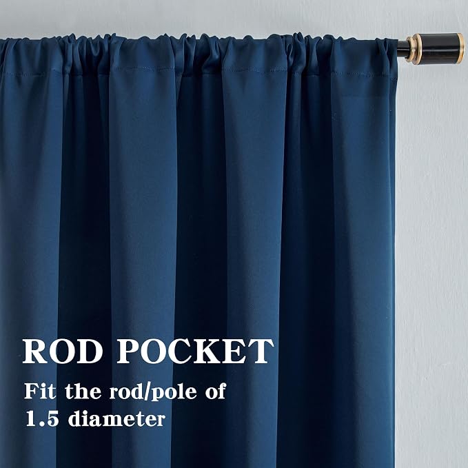 IGEMAEVE Blackout Curtains 90 Inch Length 2 Panels Set, Rod Pocket Energy - Image 2