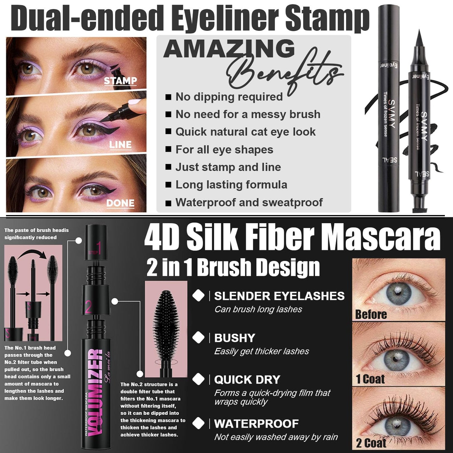 All in One Makeup Kit,Includes Naked Eyeshadow,Liquid Foundation,CC Cream,Lipstick Set,Mascara,Makeup Brush,Makeup Sponge,Eyebrow Powder,Eyebrow Soap,Eyeliner Stamp, Primer,Contour Stick,Cosmetic Bag