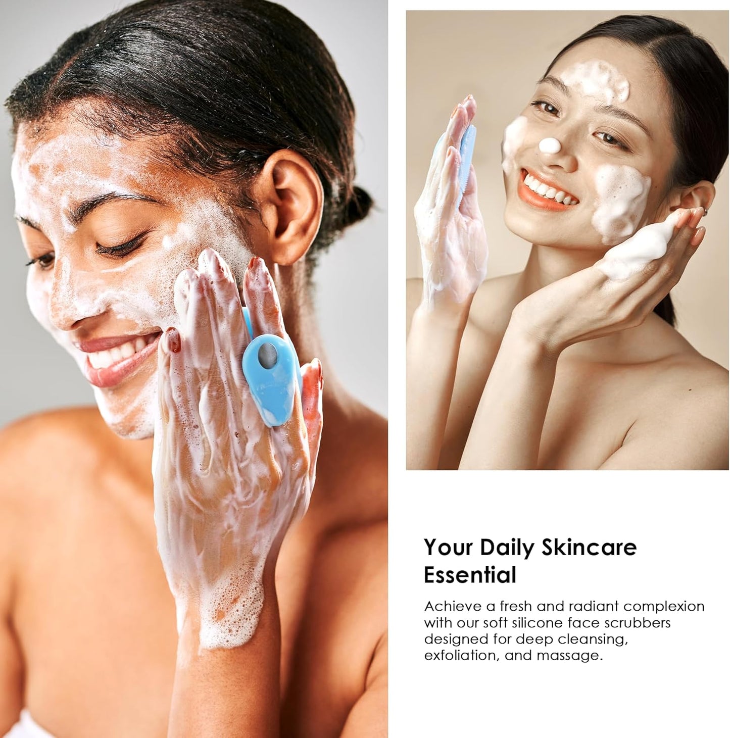 4 Pack INNERNEED Silicone Face Scrubber for Deep Cleansing and Exfoliation – Soft Facial Cleansing Brush, Gentle for All Skin Types, Blackhead Remover, Portable