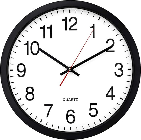 Bernhard Products Black Wall Clock Silent Non Ticking by BernhardProducts