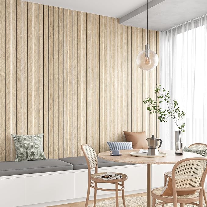 VEELIKE White Oak Wood Wall Panels Peel and Stick Foam Slat Wall Panel - Image 3