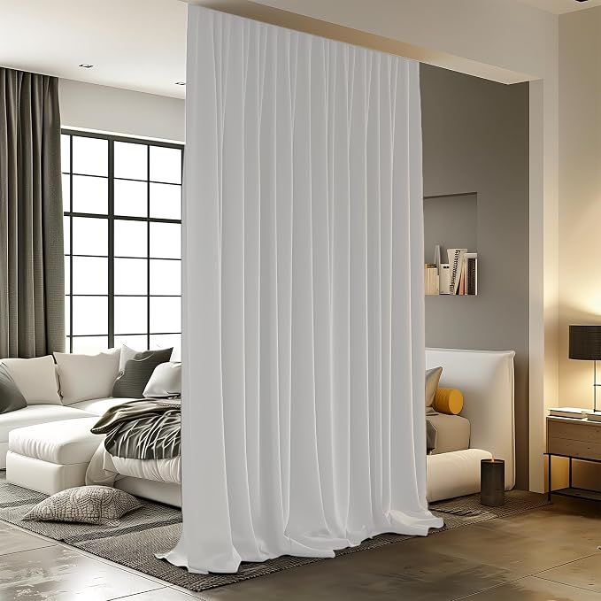Room Divider Curtains for Ceiling Track Rod, 10 ft Wide x 9 ft Tall, 1 Panel by RoomDarkning