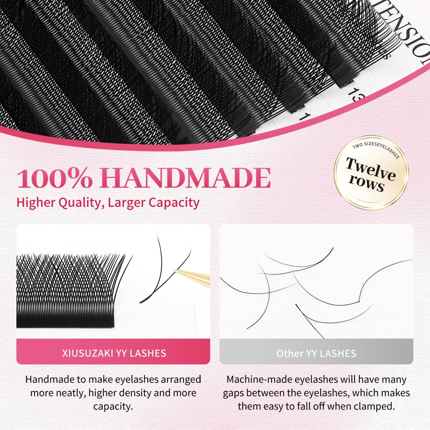 Lash Extensions YY Eyelash Extensions 0.07mm Thickness C Curl Lashes 8mm YY Lashes Soft Lash Trays Pestañas Pelo a Pelo Natural Matte black False Eyelashes Individual Lashes(YY-0.07-C,8mm)