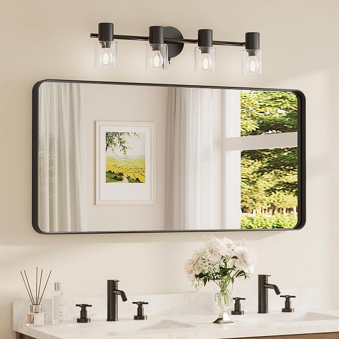 TETOTE 48 x 24 Inch Black Frame Mirror, Bathroom Vanity Mirror by TETOTE
