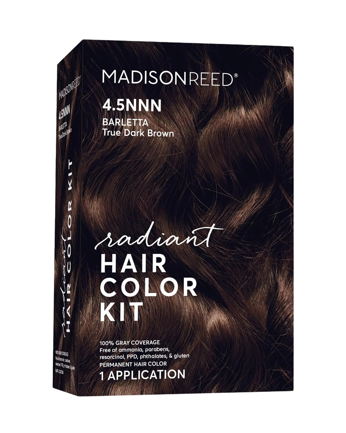 Madison Reed Radiant Hair Color Kit | 4.5NNN Darkest Brown with Warm Tones (Barletta Brown) 100% Maximum Gray Hair Coverage | Permanent Hair Dye for Resistant Grays | PPD-Free & Ammonia-Free |1 Pack