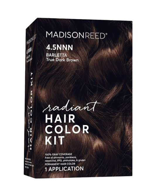 Madison Reed Radiant Hair Color Kit | 4.5NNN Darkest Brown with Warm Tones (Barletta Brown) 100% Maximum Gray Hair Coverage | Permanent Hair Dye for Resistant Grays | PPD-Free & Ammonia-Free |1 Pack