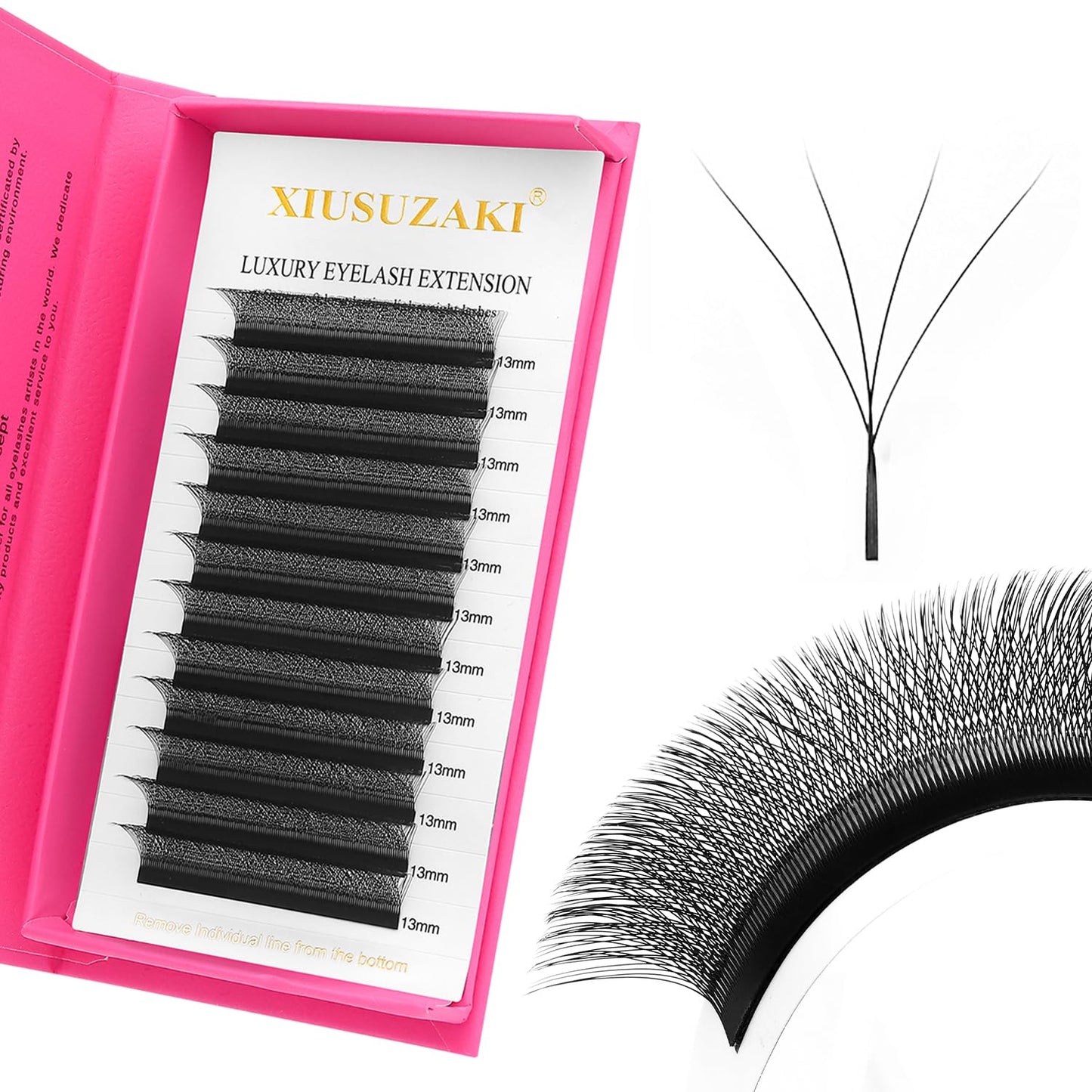 W Lash Extensions Supplies 4D Eyelash Extensions W Shape 0.07mm Thickness C Curl 10mm Premade Fans Easy Fan Lashes Volume Matte Black 12 Rows Crisscross Eye Lashes(W-4D-0.07-C,10mm)