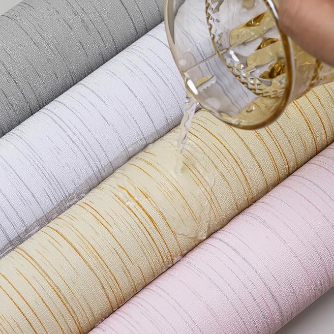 Beige Grasscloth Peel and Stick Wallpaper Texture Contact Paper A Set of 15.7" - Image 6