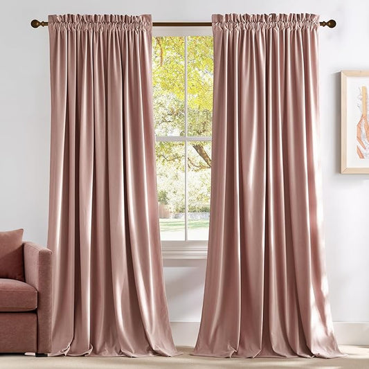 NICETOWN Dusty Pink Velvet Curtains and Drapes by NICETOWN