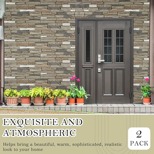 3 Pack Faux Stone Panels Interior 45.6''l x 11.8''h x 0.98''d Faux Siding - Image 5