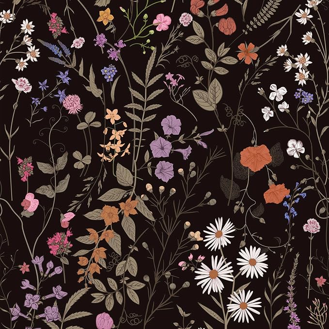 JiffDiff Floral Wallpaper Peel and Stick- 473" x 17.3" Farm Wildwood Daisy by wallpaper