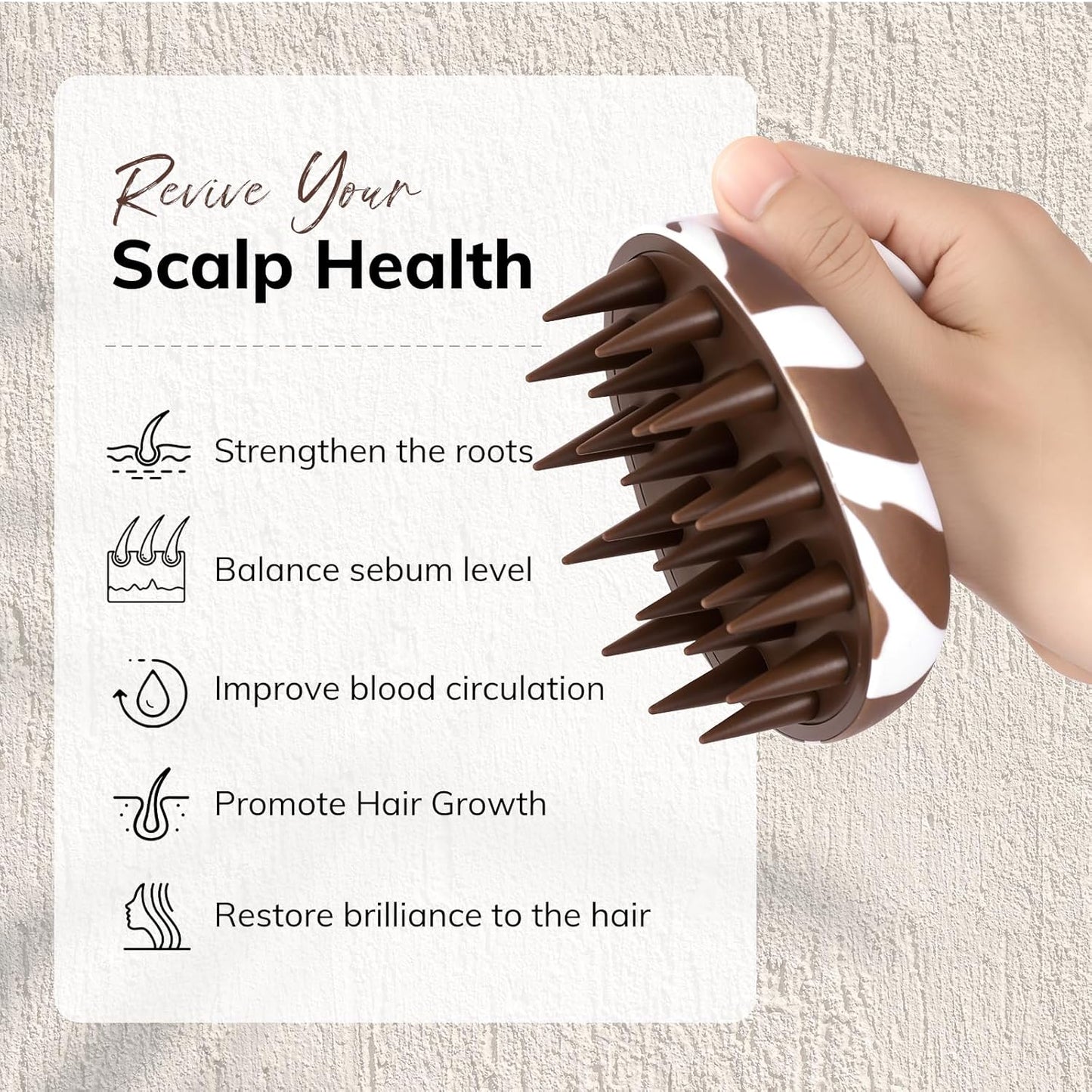 Sndyi Cow Print Scalp Massager Hair Growth, Cow Hair Scalp Scrubber with Scalp-Friendly Silicone Bristles, Scalp Exfoliator/Shampoo Brush, Perfect for Hair Treatment & Scalp Care, Cute Cow Print Stuff