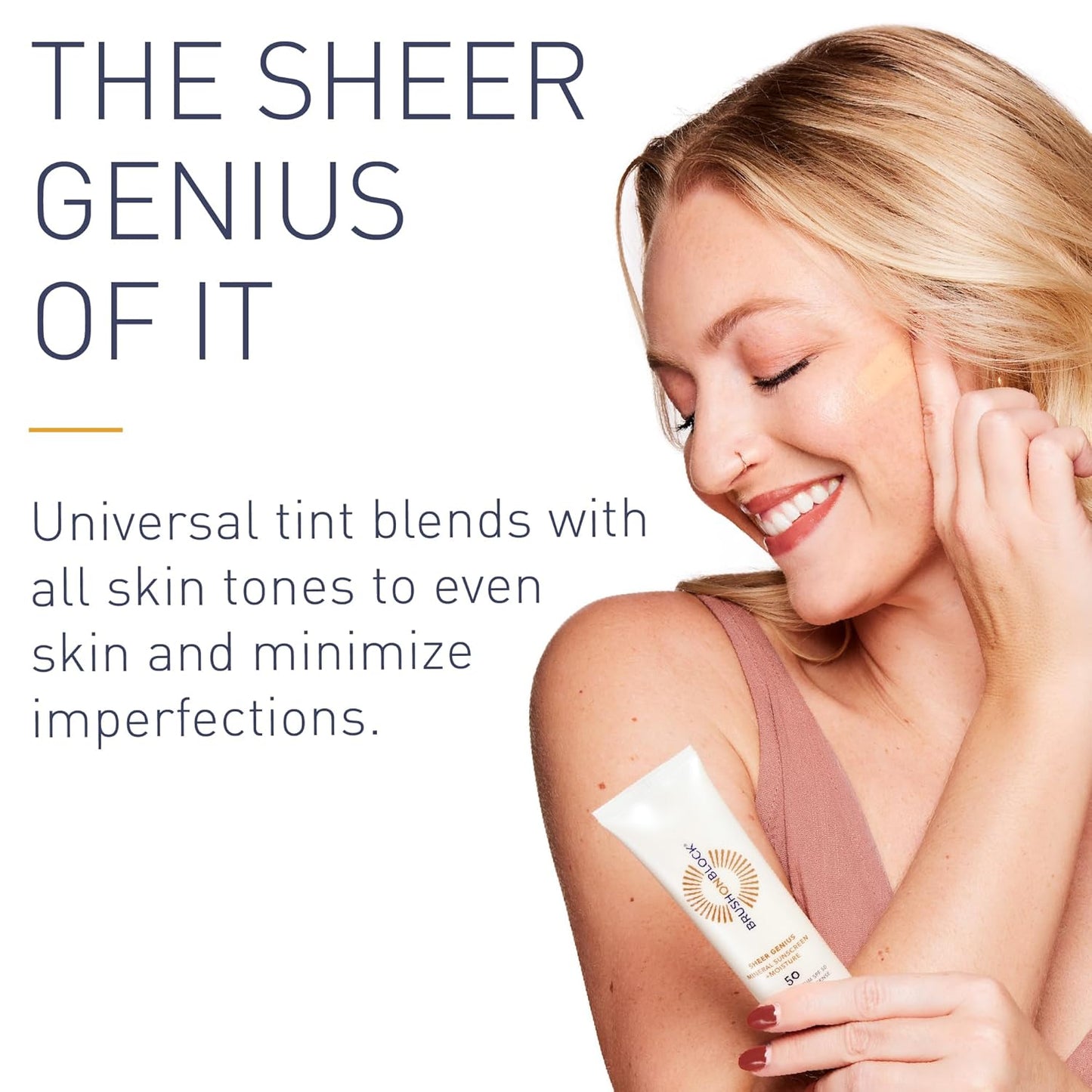 Brush On Block Tinted Mineral Sunscreen Moisturizer SPF 50 | Tinted Face Moisturizer with Sunscreen Broad Spectrum | Hydrating Hyaluronic Acid, Zinc Oxide Protection, 1.7oz, PA ++++, Made in USA