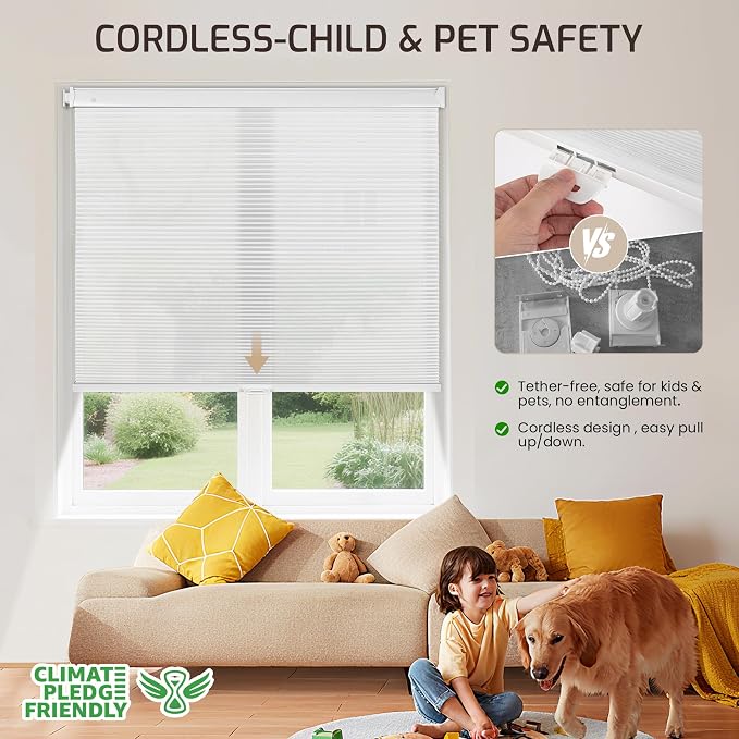 Grandekor No Drill No Tools Cordless Cellular Shades, 31.5" W x 64" H, Light - Image 4