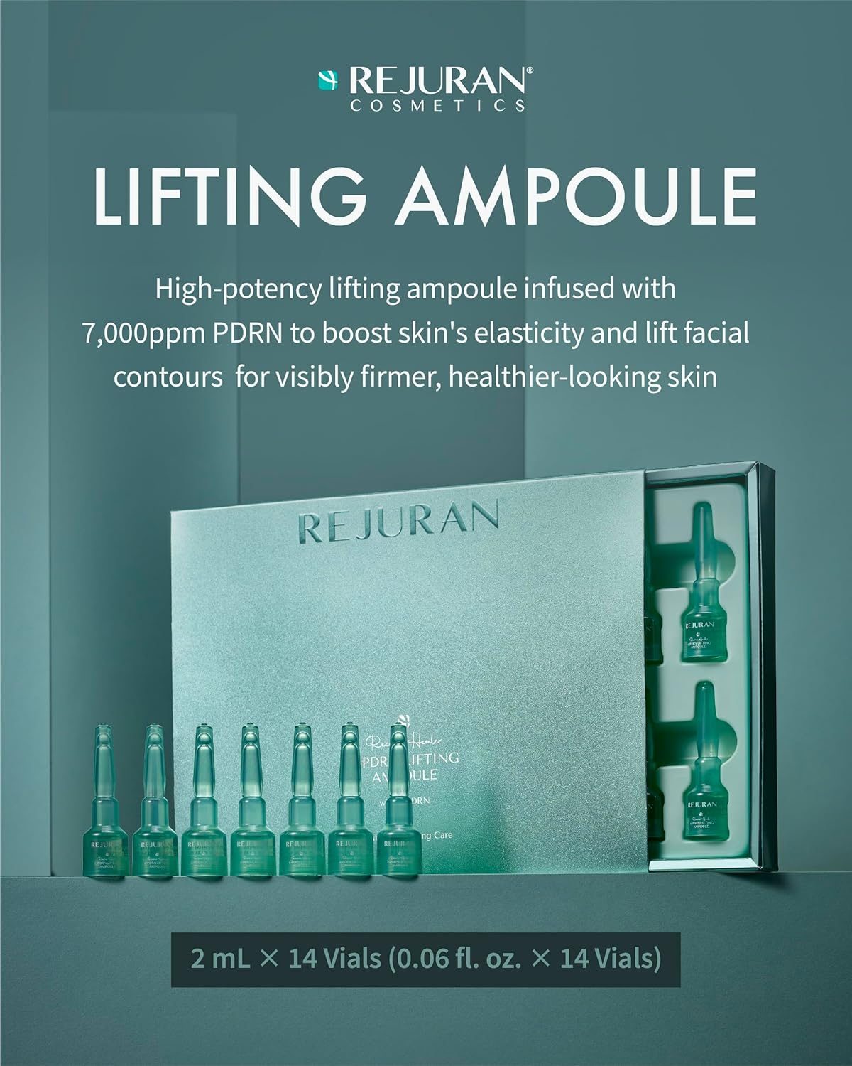 REJURAN® Recover c-PDRN® Lifting Ampoule - High Does Original Salmon DNA PDRN Serum DNA for Rejuvenation, Hydration, Skin Soothing, and Intensive Anti-Aging Korean Skincare. (2ml x 14 Vials)