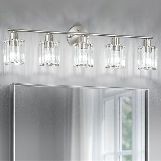Crystal Bathroom Light Fixtures, Bathroom Lighting Fixtures Over Mirror by Kvhiiw