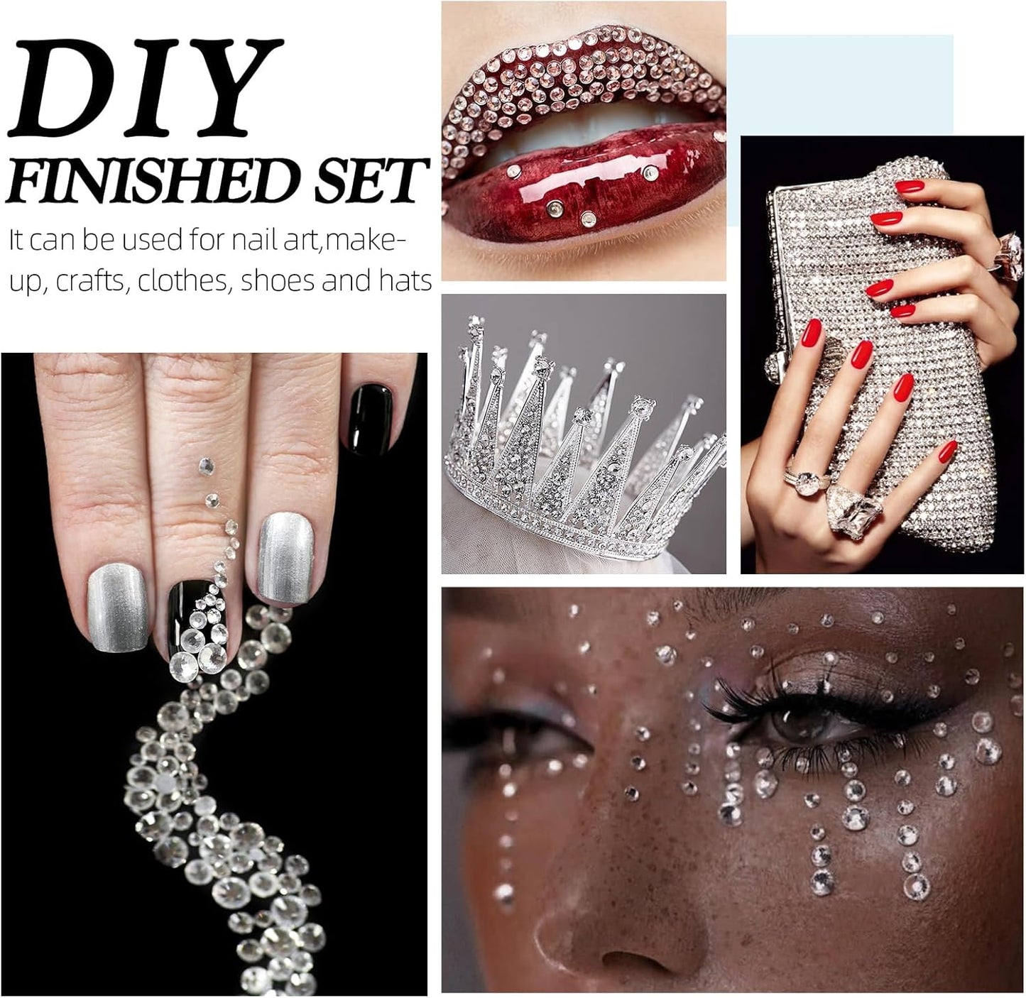 Crystal Clear Flatback Rhinestones, Glass Rhinestones for Nail Art and Craft, Glue Fix, Loose Crystal Gemstones(Crystal, SS30, 576pcs, 6.4-6.6mm)